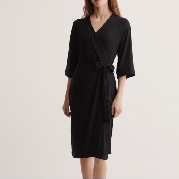 Quince Other - New Quince Wm's Organic Bamboo Luxury Soft Comfy Jersey Long  Robe Black Sz S